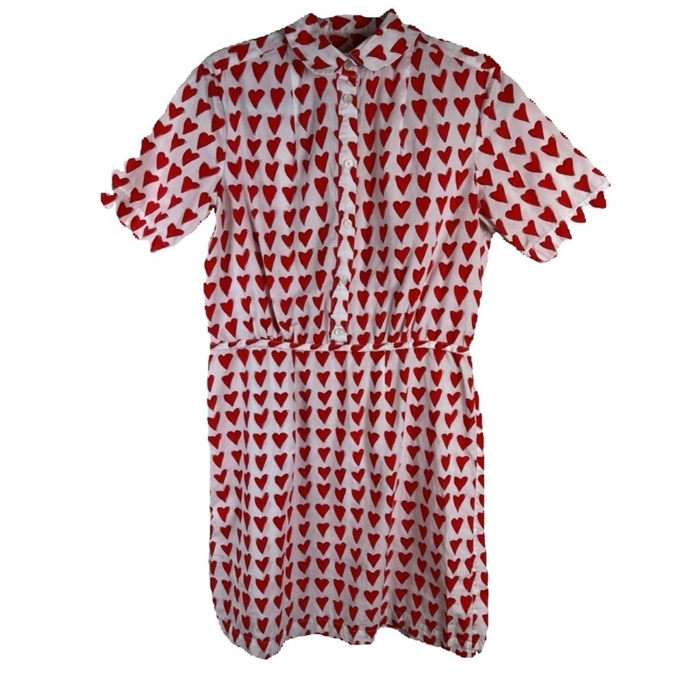Peter Jensen | Twee Girlhoodcore Hearts Novelty Print Collar Dress | S